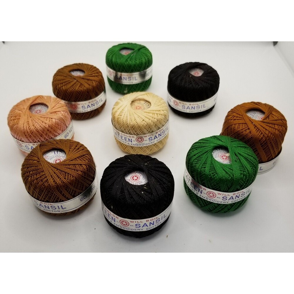 Vintage Sillateen Sansil crochet embroidery yarn lot of 9 new unused